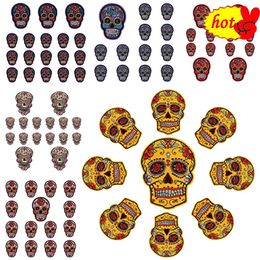 Skull 10 Pcs Lot Patches for Clothing Sew on Iron Bulk Wholesale Embroidered Designer Luxury Pack Naszywki Fabrics Badges Punk