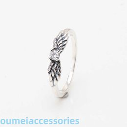 jewellery Designer Pandoraring Dora's Band Rings S925 Silver Product Sparkling Fashion Light Luxury Angel Wings Ring