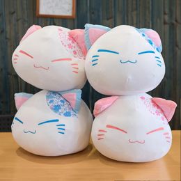 1PC 40cm Cartoon Nemuneko Crown Japanese Cherry Series Squinty Cat Plush Toys Neko Sakura Pillow Soft Dolls Kids Birthday Gifts 240111