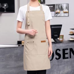 Fashion Canvas Kitchen Aprons for Woman Men Waterproof Lengthened Chef Work Apron Grill Restaurant Bar Shop Cafes Uniform 240111