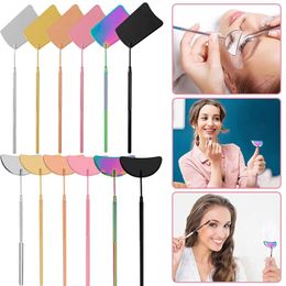 Brushes Eyelash Extension Mirror HalfMoon Sector Long Handle NonSlip Multifunction Lash Makeup Tool for Women Girls Cosmetic Supplies