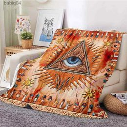 Blankets Evil Eye Blanket Turkish Nazar Spiritual Art Blanket Vintage Mid Century Flannel Blanket Sofa Chair Throw Blanket Travel Blanket