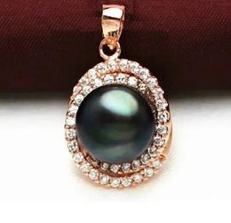 Necklaces New AAA1213mm Genuine Natural BLACK south sea pearl Pendant fine jewelry