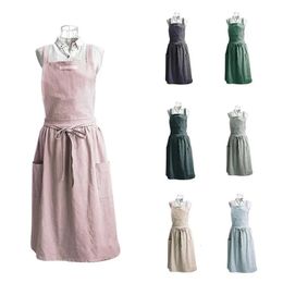 Nordic Style Florist Apron Cotton Korean Pleated With Pockets For Gardening Coffee Shop Kitchen Aprons Cooking 240111