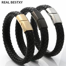 Bracelets REAL BESTXY braided Genuine Leather Magnetic Clasps 2020 Fashion Bracelet leather Men Women Charm Bracelets Jewellery For Women