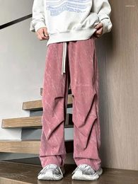 Men's Pants Corduroy Parachute Men Pink Wide Leg Trousers Male Streetwear Hip Hop Harajuku Loose Casual Japanese Sweatpants