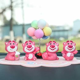 Cute Strawberry Bear Car Ornaments Pink Bear Girls Trendy Cartoon High-end Dolls Desktop Decoration Car Interior Decoration