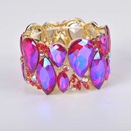 Fashion Shiny Marquise Crystal Cuff Bracelets Bangles Big Stretch Bangle For Women Wedding Bridal Bracelet Jewelry Gift 240110