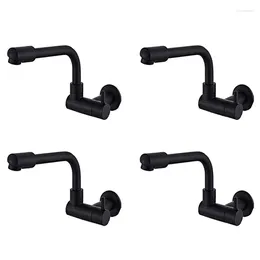 Bathroom Sink Faucets GTBL 4X 360 Degree Rotating Black Wall Mounted Single Cold Water Mixer Solid Brass Basin Faucet Mop Pool Taps