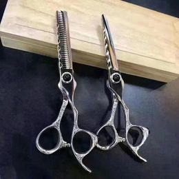 FnLune 6 Professional Hair Salon Scissors Set Cutting Barber Haircut Thinning Shear Hairdressing Tools 240110