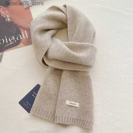 Scarves High Quality % Wool Scarf Men Women Winter Autumn Solid Colour Couple Muffler Simple Warm Versatile Knitted Scarf Male Female Q240111