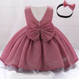 Girl's Dresses Toddler Sequin Bow Baby Girls Dress Flower 1st Birthday Wedding Party Princess Kids Dress for Girl Newborn Bridemad Gown Vestido H240508