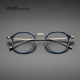 Acetate Glasses Frame Men Vintage Oversize Pilot Optical Prescription Myopia Eyeglasses Women Spectacles Eyewear 240110