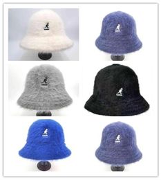Top Selling Kangol Women&Bucket Hat Rabbit Fur Basin Hat Ladies Warmth Individuality Trend Kangaroo Embroidery Warm Fisherman Hat w6