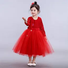 Girl Dresses Christmas Girls Princess Dress Lace Longsleeve Tulle Kids Clothes For Birthday Wedding Tutu Party Costume Vestido Infantil