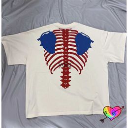 Men's T-Shirts 2023 Ba Kapital Bone Tee Men Women Ch Embroidery Kapital T-shirt Rib Graphic Tops Apricot Japan Short Sleeveyolq