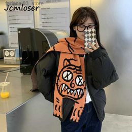 Scarves 2022 Korean fashion Wool Knitted Scarf cute cat Scarf Pashmina Shawl Women's Winter Scarf warm Foulard Shawl for Female Q240111