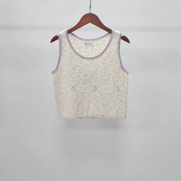 Summer Refreshing Purple Chain Color Wool Knit Vest Short Top
