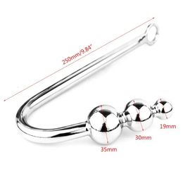 Stainless Steel Couples Erotic Anal Hook Adults Sex Toys Silver Slave Games Unisex Length 250 mm Ball 19/30/35 mm 240110