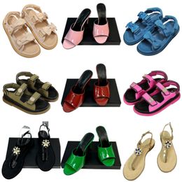 Sandals diamond flower slippers genuine leather designer shoes sexy women's party shoes metal letter beach shoes patent leather high heels solid colour open toe