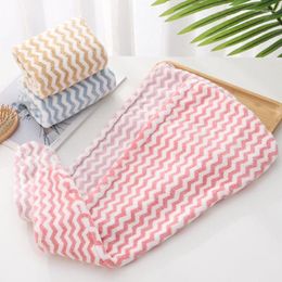 Towel Stripe Geometric Dry Hair Cap Polyester Cotton Coral Fleece Simple Strong Water Absorption Quick Use For Bathroom El