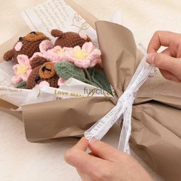 Other Arts and Crafts KRABALL Crochet Knitting Animal Or Flower Bouquets Kit With Cotton Yarn Thread Instructions DIY Knit Tool Set Accessories YQ240111