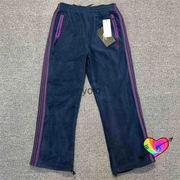 Men's Pants Polar Fleece Needles Pants Men Women Purple Stripe Embroidered Needles Butterfly Pants Dstring Leg AWGE Trousers Sweatpantsyolq