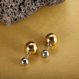 Stud Earrings Double-head Ball Head For Women Round Earring Gold Silver Plated Fashion Jewellery Gift