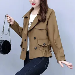 Women's Jackets Women Fall Jacket Autumn Casual Fashion Korean Coat Loose Pocket Lightweigh Double Breasted Oversize Long Sleeve Outerwear