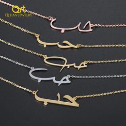 Necklaces Personalised Arabic Name letter Pendant&necklace Men Women Stainless Steel18K gold plated Custom Nameplate Necklace Gift Jewellery