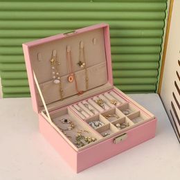 Display DoubleLayer Jewelry Storage Box Portable Travel Jewelry Holder Organizer Storage Ring Necklace Jewellery Jewlery Display