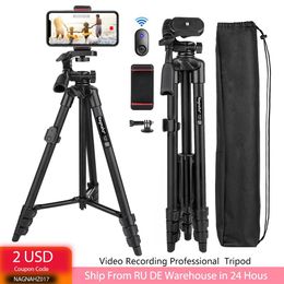 Tripods Na3560 Phone Tripod 55in Professional Video Recording Camera Photography Stand for Xiaomi Huawei Iphone Gopro with Selfie Remote