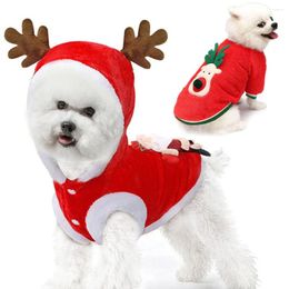 Dog Apparel Christmas Costume Pet Cold Weather Sweater Coat Puppy Santa Claus Reindeer Outfit Winter Hoodie Warm Clothes For Small Dogs