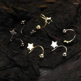 Stud Earrings Simple Korean Studs Silver Gold Black Colour Screw Beads Small Ear Bone For Women Girl Party Jewellery