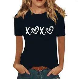 Women's T Shirts Trend Love Sweet Valentine Cute Tee Fashion Print Summer Women Short Sleeve Lady Female Shirt Clothes Graphic T-Shirt Femme