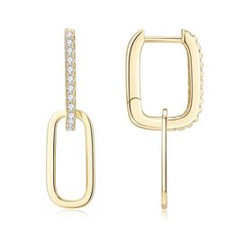 Earrings EMO295 Lefei Fashion Trendy Design Luxury 0.16ct Moissanite Dangle Rectangle Hoop Earrings Women Silver S925 Party Jewellery Gift