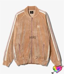 Men's Jackets 2023 Khaki Velvet Needles Jaet Men Women 1 1 Embroidery Butterfly Needles Tra Jaet High Street Zipper AWGE Coatyolq