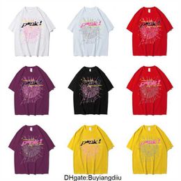 24SS Men Women Foaming Printing Spider Web Pattern t Shirt Top Tees Young Thug Sp5der 555555 T-shirt AFCI