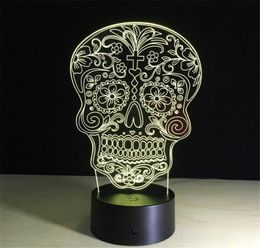 Cross Repentance Skulls 3D Effects LED Optical Illusion Touch Botton Colourful 3D Lamp Night Light OF KIDS6583075