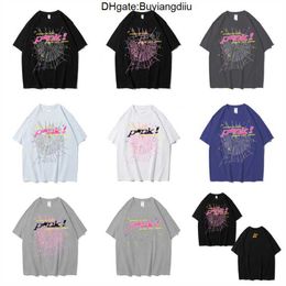 24ss Men T Shirt Pink Young Thug Sp5der 555555 mans Women Quality Foaming Printing Spider Web Pattern Tshirt Fashion Top Tees ya QMSL