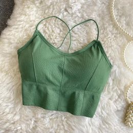 Women's Tanks Women Chic Halter Solid Camis Slim Corset Backless Navel Tank Top Basic Sexy Korean Fashion Off Shoulder Summer Crop