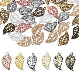 Charms 50/100Pcs Alloy Leaf Pendant For DIY Necklace Bracelet Keychain Earrings Jewelry Making Supplies Accessories Handicrafts