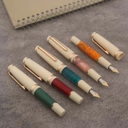 Brand JinHao 82 Mini Fountain Pen Acrylic Plastic Ink Spin Golden EF F M Nib Stationery Office School Supplies Writing Gift 240111