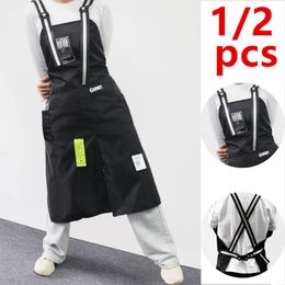 12pcs Korean Fashion Nylon Waterproof Apron Coffee Shop Hairdresser Florist Work Clothes Long Slit Adjustable Nail Salon 240111