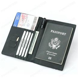 Carbon Fibre Microfiber RFID Passport Cover Leather Elastic Band Travel Document Wallet ID Bag Passport Holder205J