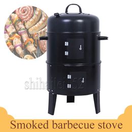 3-In-1 Home Smokehouse Diy Smoking Bacon Charcoal Stove Outdoor Bbq Grill Portable Barbecue Smoke House