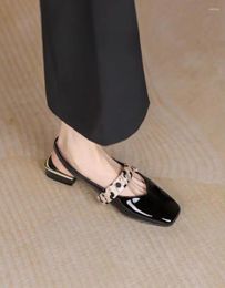 Sandals For Women With Low Heels Office Work Summer 2024 Print Black Ladies Shoes Footwear Daily Anti Slip Chic And Elegant