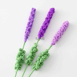 Other Arts and Crafts Crochet Lavender Bouquet Wool Hand Knitting Simulation Immortal Flower Arrangement Art Home Decoration New Gifts YQ240111