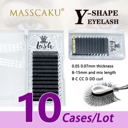 Brushes 10case/lot Wholesale supplier YY type false eyelashes 815mm & mix length c/d curl premium fluffy lash extension for makeup