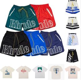 designer shorts rhude shorts summer fashion beach pants men high quality street wear red blue black purple pants mens short US Workout Pants3466